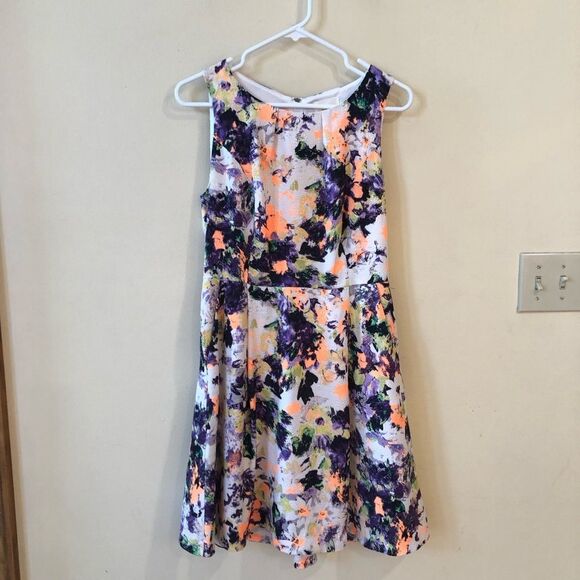 Anthropologie Maeve Neon Floral Mini Dress - Picture 3 of 6
